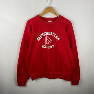 Vintage 90s South Western academy Crewneck Pull Over Sweatshirt Sweater 1990s South Western Academy Sweatshirt Red Size XL