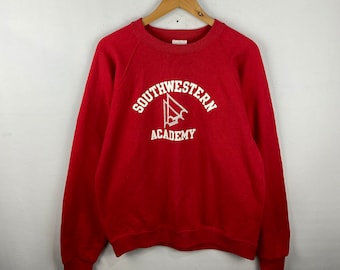 Vintage jaren '90 Zuidwestelijke Academie Crewneck Pull Over Sweatshirt Trui jaren 1990 Zuidwestelijke Academie Sweatshirt Rood Maat XL