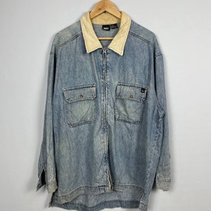 Vintage Mossimo Men Blue Jeans Denim Jacket Medium Mossimo Washed Denim Outerwear Jacket Size M