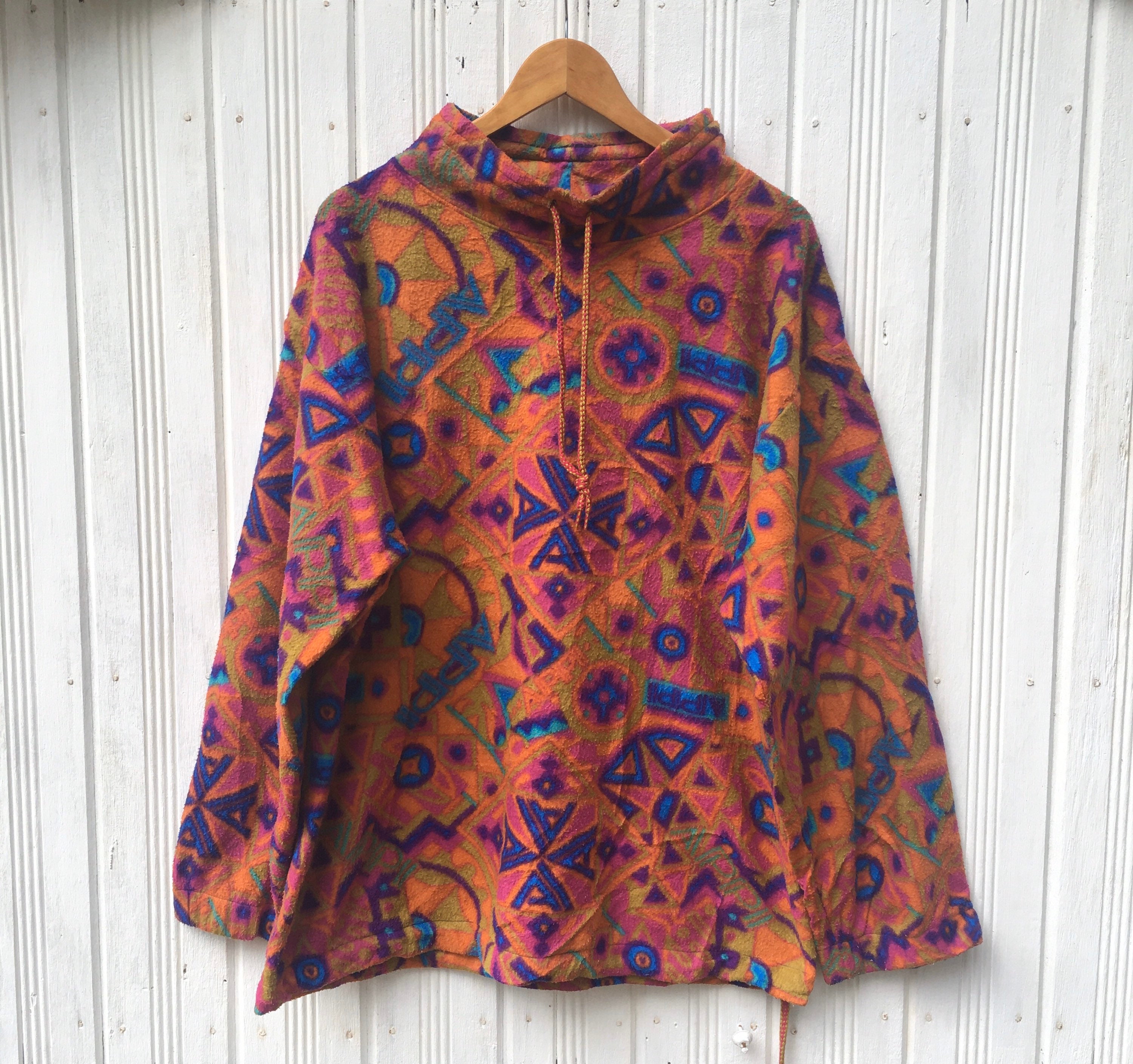 Vintage 90s Appi Multicolour Crazy Design Abstract Fleece