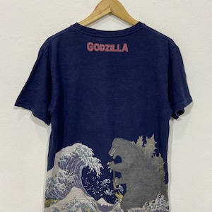 Vintage Godzilla fictief monster Kaiju Japanse film Godzilla Japanse popcultuur icoon &quot;King Of The Monster&quot; Toho Japan tshirt maat L