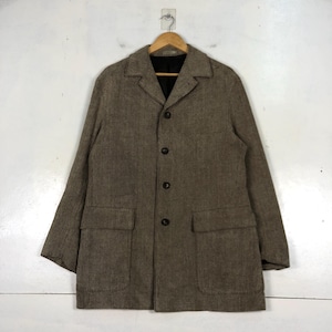 Vintage Maurizio Baldassari Milano Italian Designer Wool Trench Overcoat Italy Brown  Jackets Size L