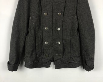 PPFM Japanese Brand Double Breasted Punk Style Peacoat Wool