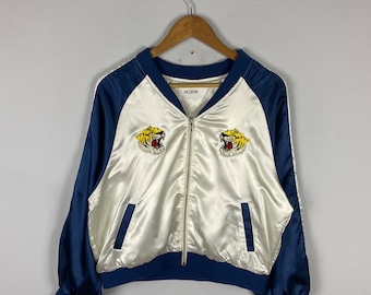 Tigres Recuerdo Japón Chaqueta Sukajan Tokio Bordado Japonés Sukajan Satin Bomber Chaqueta Tamaño M