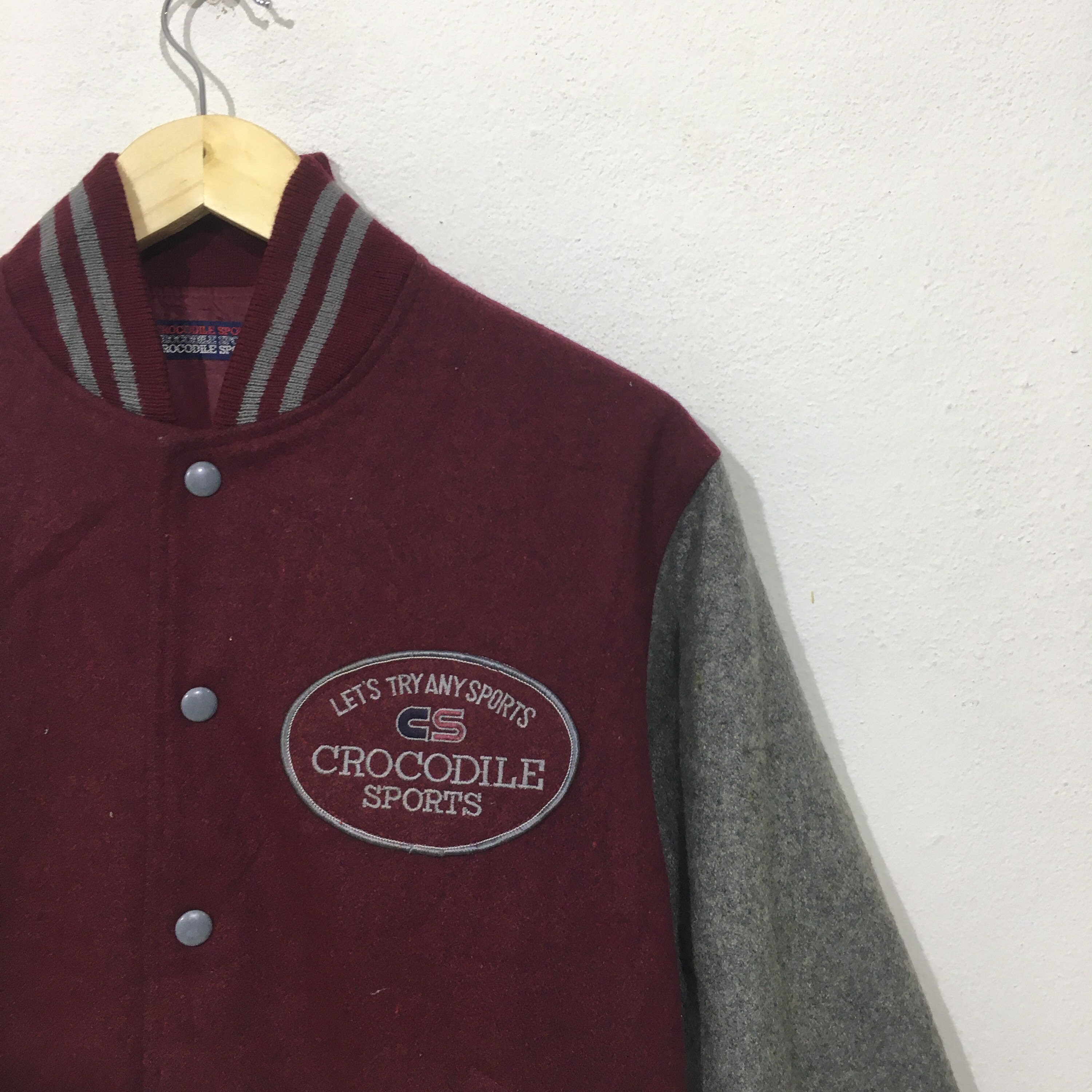 Vintage Crocodile Sports Varsity Jacket Embroidery Letterman 