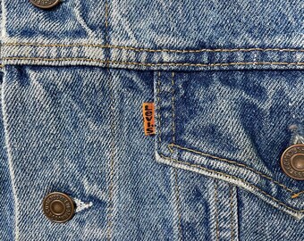 Vintage Levis Trucker Orange Tab Denim Jeans Blue Jacket