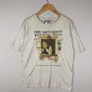 Vintage 90s The Saturday Evening Post Magazine  Artwork American Artist The Curtis Artwork Arthur Vandenberg Photoprint Tshirt Size M