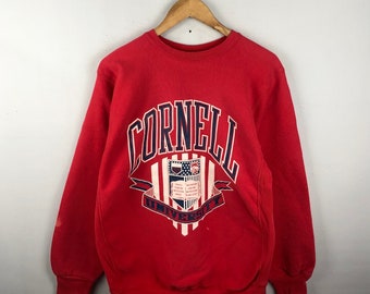 Vintage Cornell University NY Sweatshirt Small PullOver 1990s Ithaca NY Cornell University Crewneck Sweater Sweatshirt Red  Size S