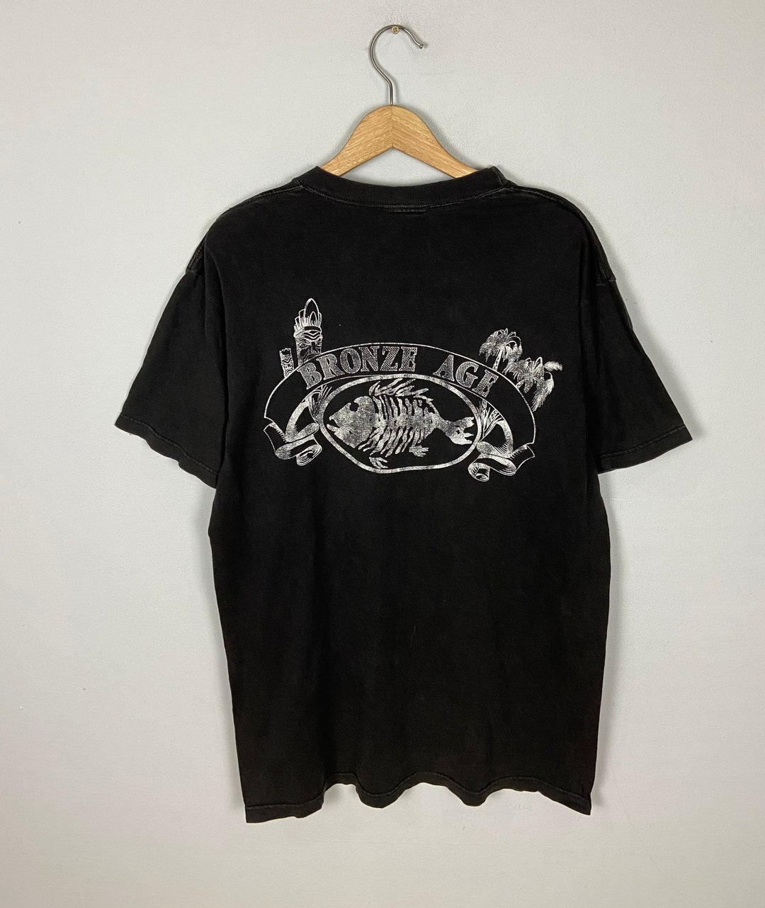希少!! 名作!! 90s USA製 BRONZE AGE ブロンズエイジ ブラック フェード ロゴ tシャツ size XL OLD SK8 VINTAGE MADE IN USA SUICIDAL TENDENCIES - USA製 90s BRONZE AGE ブロンズエイジ T