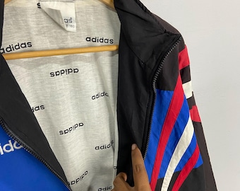 【USED】 adidas FRANCE jacket 90s L Vintage Adidas France 1990s Windbreaker Bomber Large Iconic Zidane