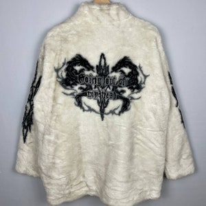 Vintage Japanese Brand Grass Hitcher Dragon Fleece Jacket Large Grass Hitcher Fleece Zipper Harujuku Streetwear Fleece Jacket Size L