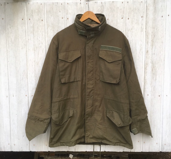 Vintage 70s Army Twill Olive Green Field Jacket Military 1970s
