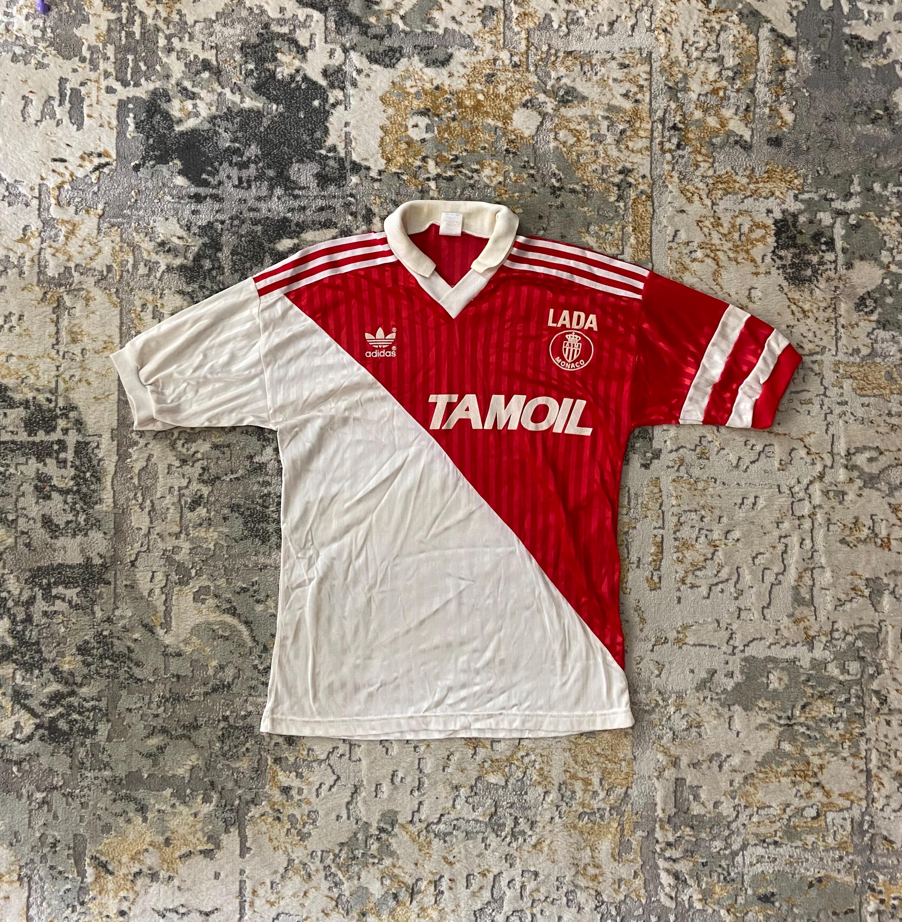 モナコ 90s ユニフォーム AS MONACO 1991 1992 HOME SHIRT FOOTBALL SOCCER JERSEY ADIDAS