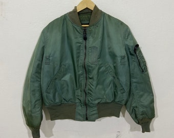 Vintage Alpha Industries Usa Air Force Ma-1 Flight Jacket Medium Vintage 80’s Alpha Us Army Flyers Jacket Green Fade Distressed Size M