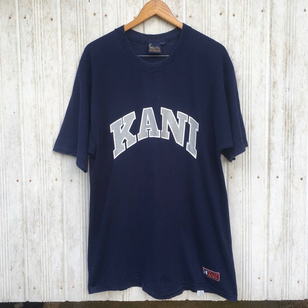 Vintage Karl Kani Spell Out Big Logo Streetwear Large Vintage 1990s Karl Kani  Top Tees Tshirt Blue Black Size L