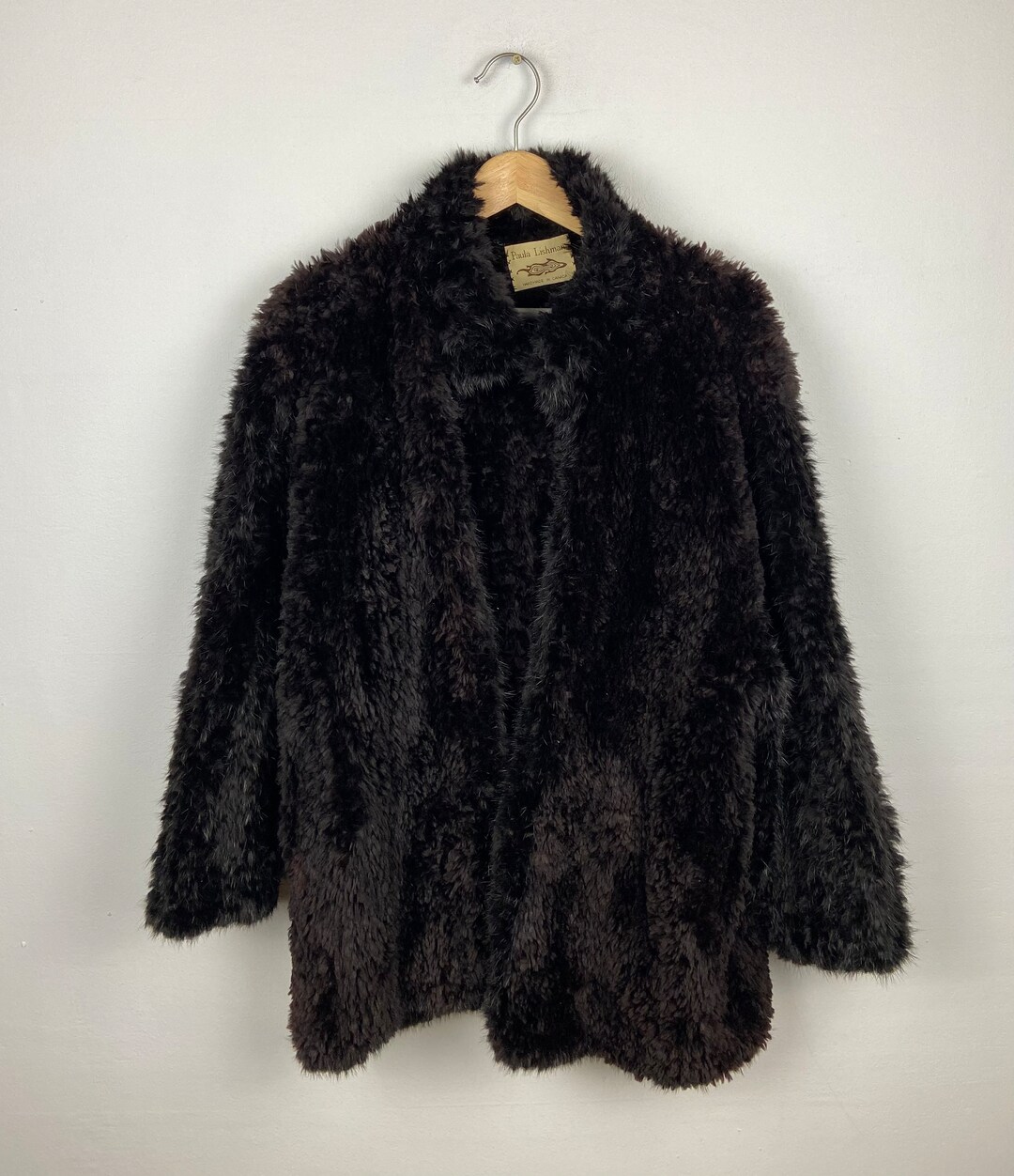 【NOUNLESS】BIG COLLAR KNIT FUR JACKET Whiskey Faux Fur 5th Ave Knitted Bomber Jacket