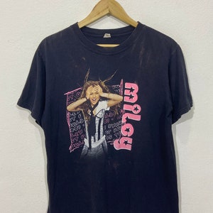 Vintage Miley Cyrus American singer 2000s Best Of Both Tour World Tour Fade Stain Bleach Tshirt Size M