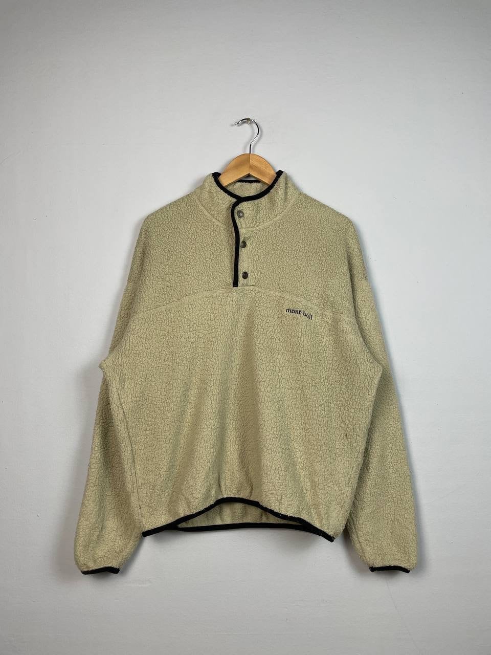 Vintage Montbell Sportswear Fleece Sweater Half Snap Button Medium 