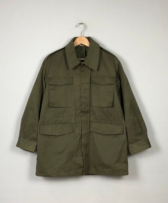Vintage 80s Army Twill Olive Green Field Jacket Military