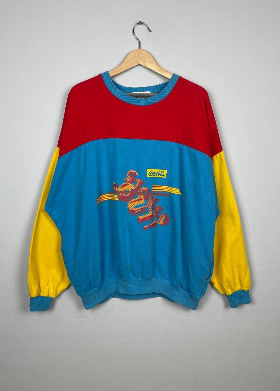 Colorblock Sweatshirt Vintage Coca Cola Crewneck Cocacola Sweater UK