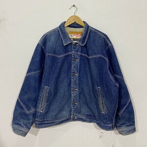 vintage Burbon Street Trucker Denim Jacket Large Burbon American Denim Blue Western Jacket Taille L