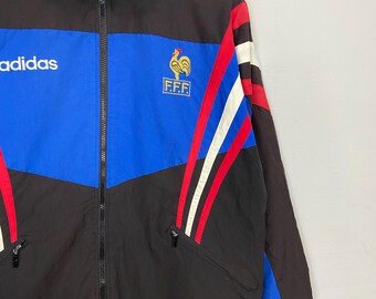 Vintage Adidas France 1990s Windbreaker Bomber Large Iconic Zidane