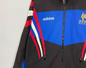 Vintage Adidas France 1990s Windbreaker Bomber Large Iconic