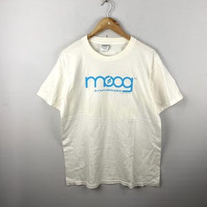 Camiseta blanca con sintetizador Moog Music de los años 90, talla M