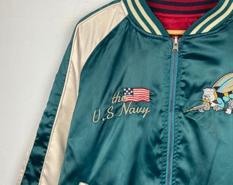 U.S. Navy BVC SEABEES スタジャン Amazon | [YGGSTORE] リバーシブル スカジャン サテン U.S.NAVY