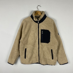 Vintage Kangol  Usa  Fleece Jacket Large Vintage 1990s kangol casual Deep Pile Outerwear   Sweater Jacket Size L