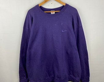 Vintage 90er Jahre Nike Swoosh Nike Sportwear Streetwear Lila Xlarge Rundhals Pull Over Sweatshirt Gr.XL