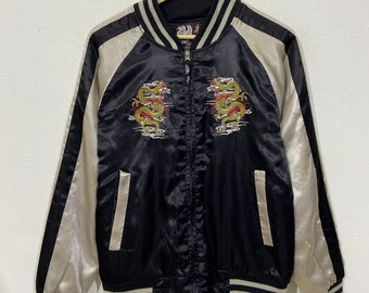 ジャケット・アウター vintage beroa sukajan Vintage Sukajan Japan Dragon Souvenir Rayon Jacket Large