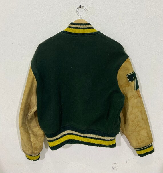 Vintage 70s S.A Seagull Varsity Wool Leather Jacket Medium