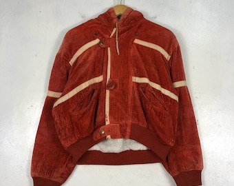 Vintage Allic Outfitters Bomber Cordjacke Mode stilvolle Vintage Allic Sport Outfits Bomberjacken mit Kapuze Größe L
