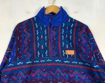 Vintage Liamonte Design Fleece Jacket Large Crazy Design Sweater