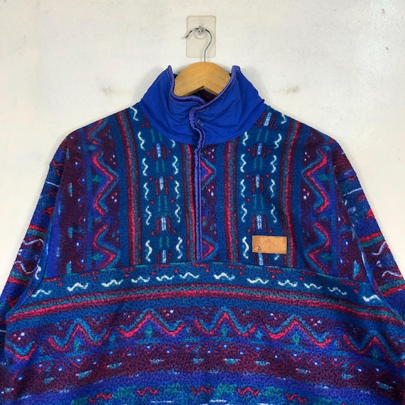 Vintage Liamonte Design Fleece Jacket Large Crazy Design Sweater