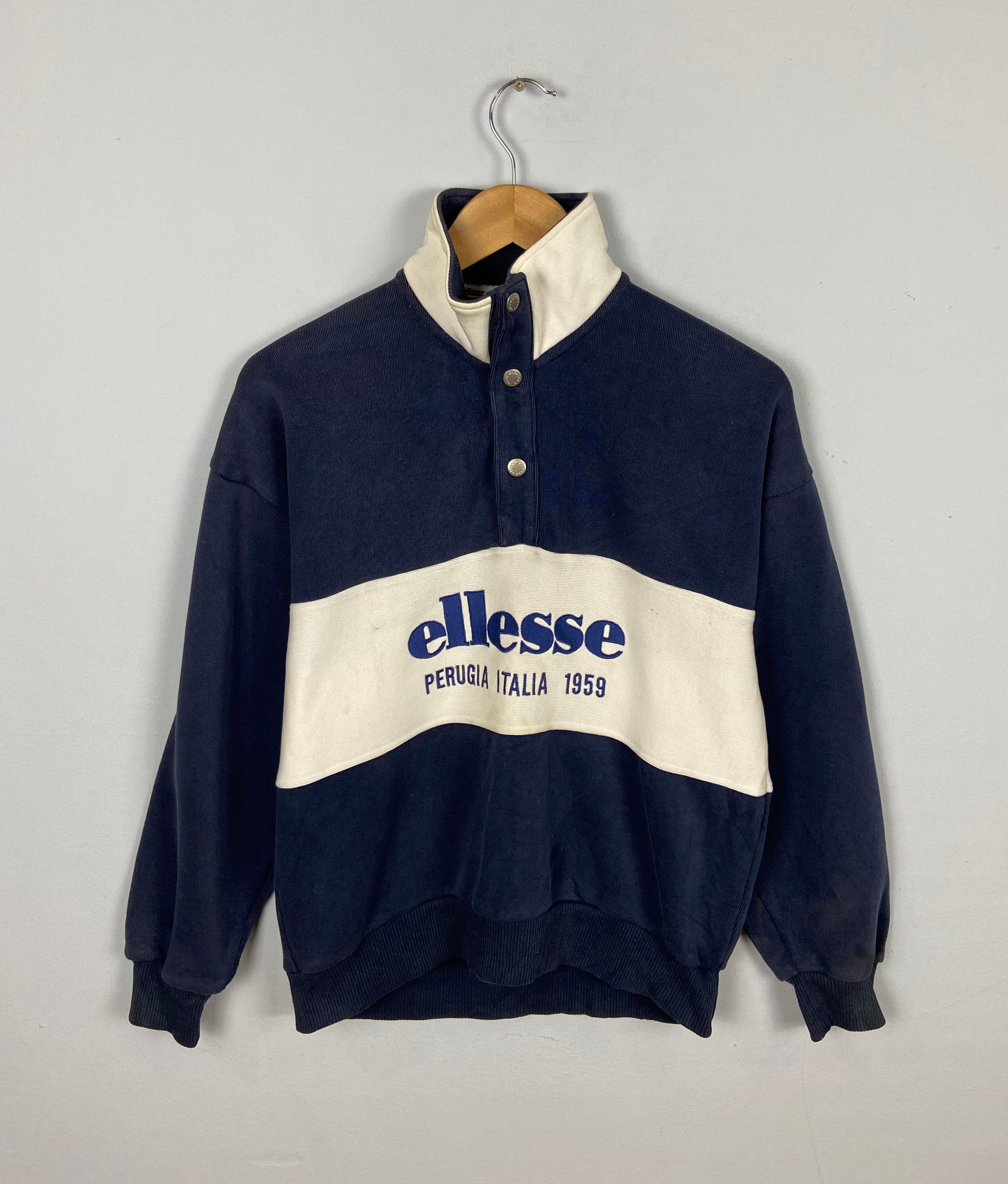 Vintage 90s Ellesse Sweatshirt Turtleneck Half Button Colorway