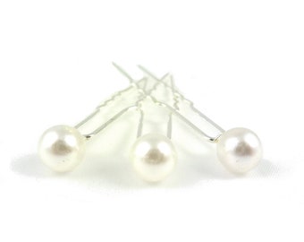 Rougecaramel - 8mm 6pcs set - White Pearl hair pin