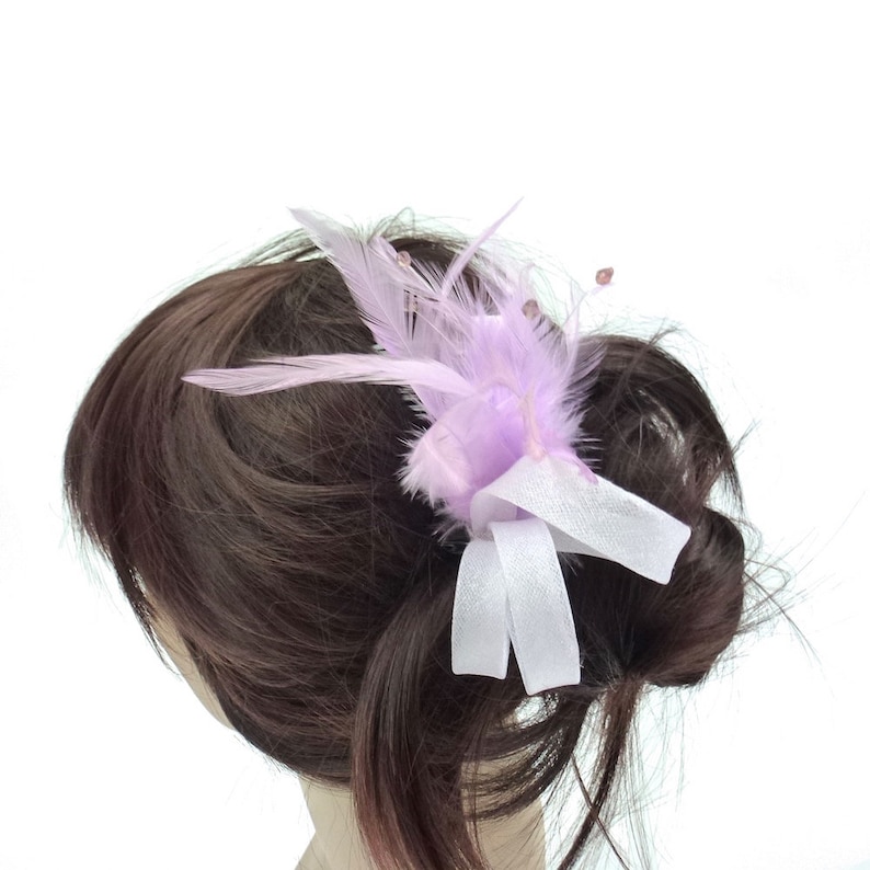 Rougecaramel Comb in feathers and beads purple