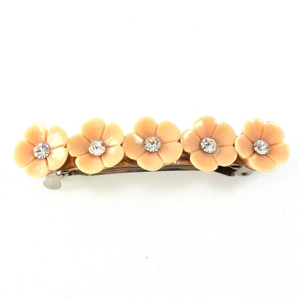 Barrette cheveux fleur et strass 6.50cm