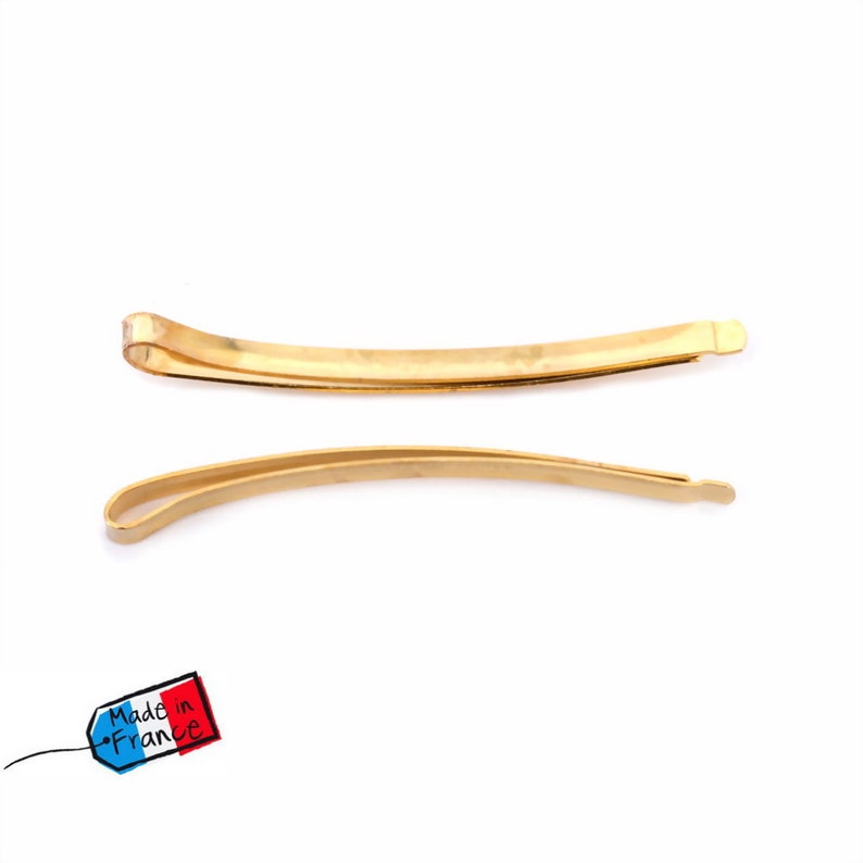 6 hair bars lisette gold metal Made in France 6cm Rougecaramel