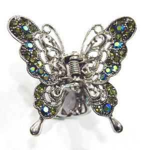 Rougecaramel - Crab clamp hair butterfly metal and rhinestones