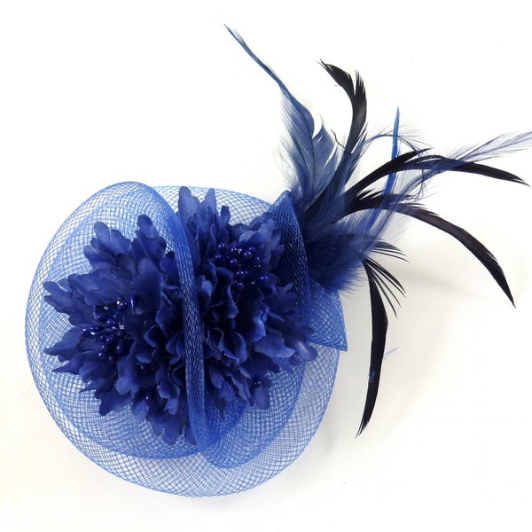 Broche fleur / pince cheveux plume mariage 11cm