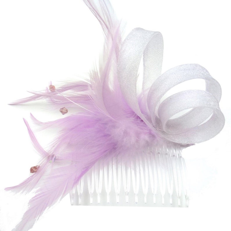 Rougecaramel Comb in feathers and beads purple