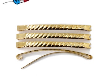 Rougecaramel - 6 Fildor twisted metal hair clips "Made in France" 5.8cm