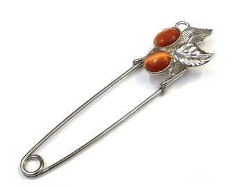Rougecaramel - Safety pin brooch 9cm leaf pattern