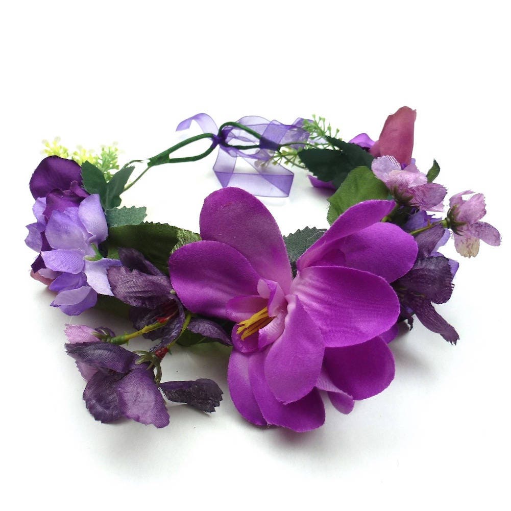 Couronne de Fleur Serre Tête Mariage Cérémonie - Violet
