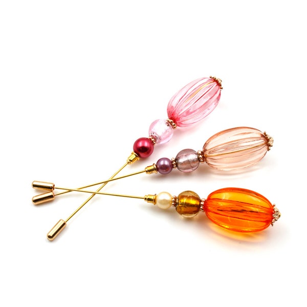 Pin/fibula/scarf pin with oval bead
