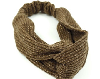 Crisscross fabric headband - brown