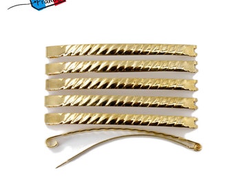 Rougecaramel - 12 gedrehte Fildor-Haarspangen aus Metall „Made in France“ 5,8 cm